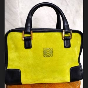 Loewe Handbag Amazona Black / Light Green Suede / Leather Satchel